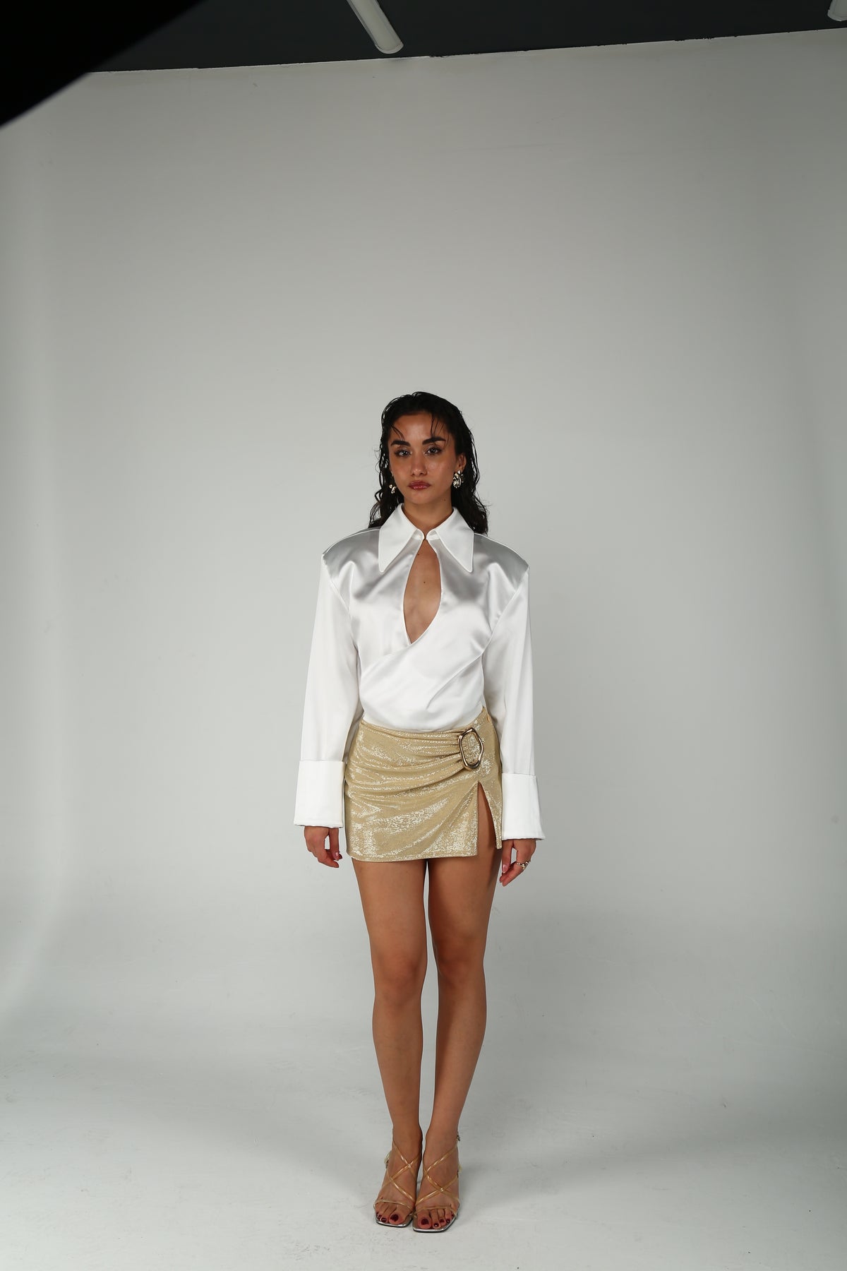LYRA GOLD BUCKLE SKIRT